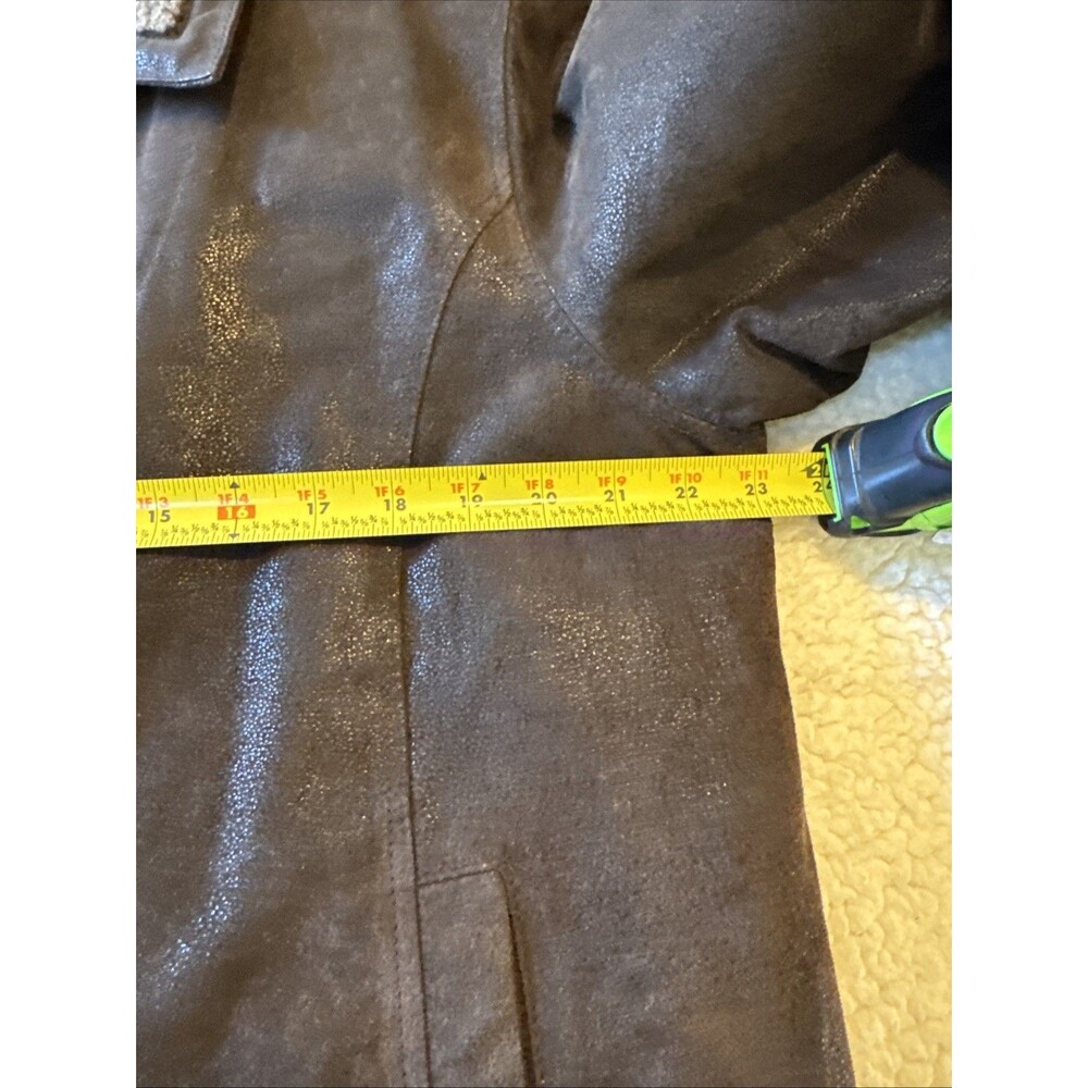 J. Khaki Men’s Brown Leather Bomber Jacket Sherpa Collar Size XL Aviator Style - Picture 8 of 10